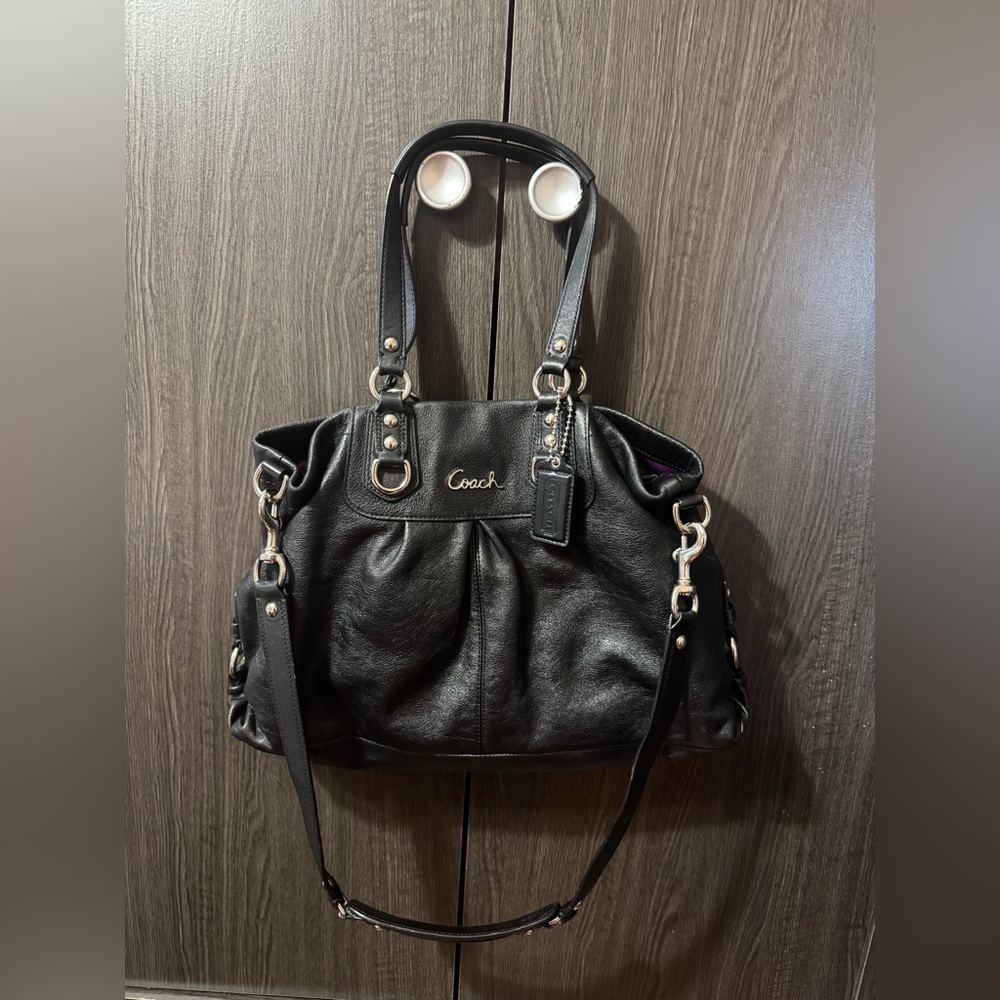 Coach Black Leather Tote Bag